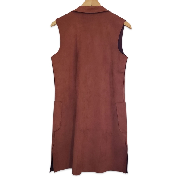 NWOT Anthropologie Solitaire Faux Suede Long Vest Single Button Size Medium - Picture 2 of 10